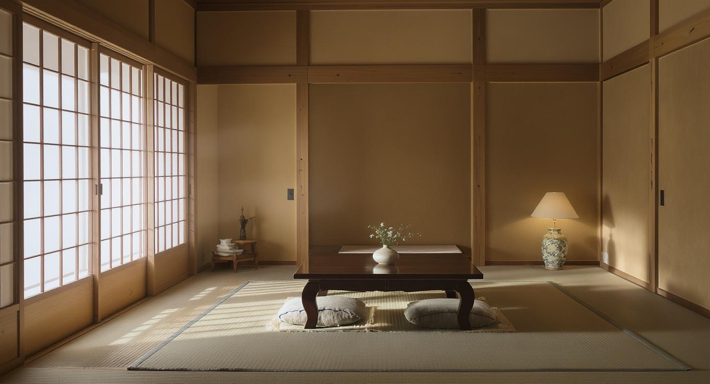 Solo traditional Japanese koto in a minimalist ele