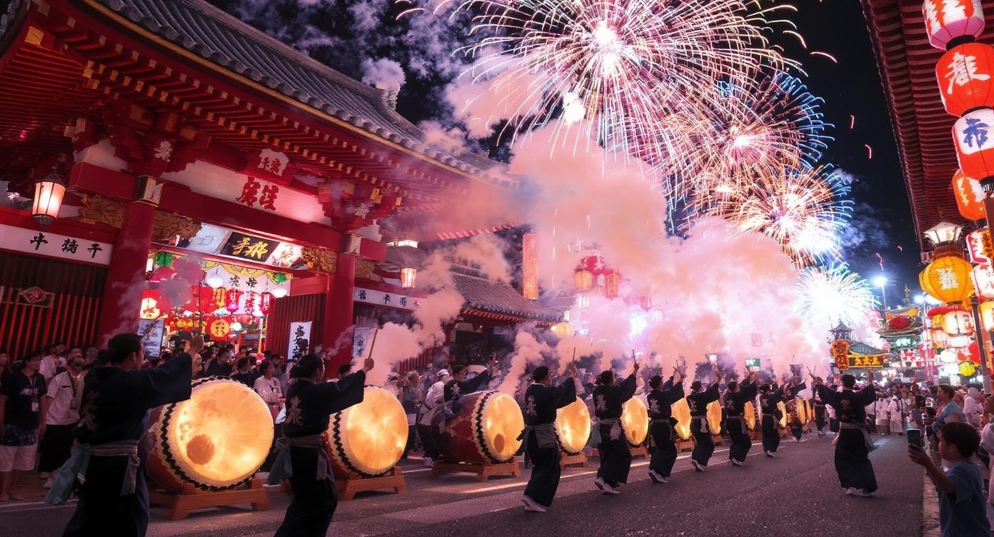 日本の夏祭りやお囃子をイメージさせる賑やかな和風BGMフリー素材