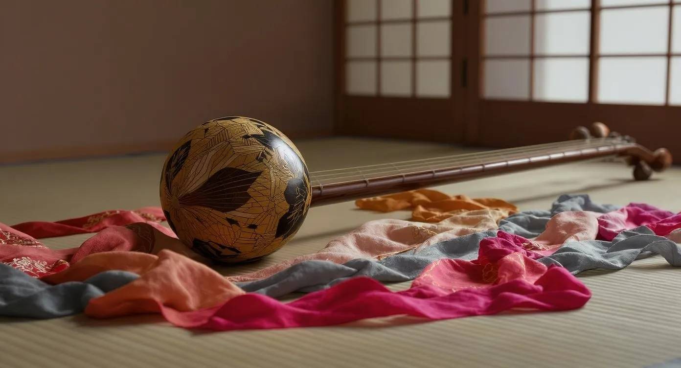 伝統的な手毬と琴